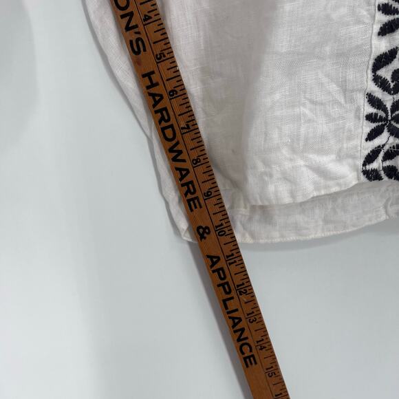 Johnny Was Linen Embroidered Blue White Boho Bermuda Shorts Coastal Beach Large - Picture 7 of 9